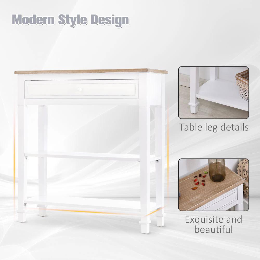 MDF Wide Drawer Console Table White by HOMCOM