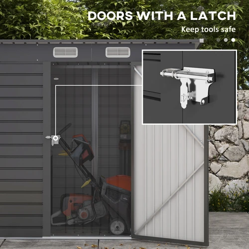 Outsunny Outsunny Galvanised Metal Garden Shed 6.3 x 4.3FT Lockable Door with Ventilation for Outdoor Tool Storage - Garden Shed