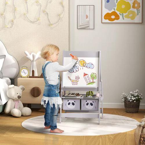 AIYAPLAY 3 In 1 Kids Easel Compact With Paper Roll Whiteboard Blackboard Storage For Home Learning by AIYAPLAY