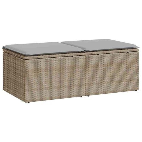 vidaXL vidaXL 2 Piece Garden Sofa Set with Cushions Beige Poly Rattan Acacia - Garden Sofa Sets
