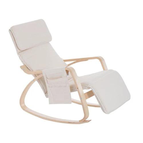 HOMCOM Rocking Chair Recliner Armchair with Adjustable Footrest, Cream White - Recliner