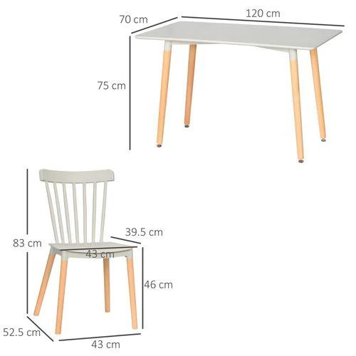 HOMCOM 5 Piece Dining Table and Chairs Set with Wood Legs for Small Spaces -  Dining Set