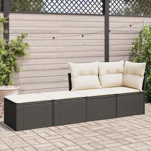 vidaXL 2 Piece Garden Sofa Set with Cushions Black Poly Rattan Acacia by vidaXL