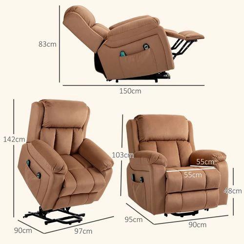 HOMCOM Lift Chair Riser and Recliner Chair with Vibration Massage, Heat, Brown by HOMCOM