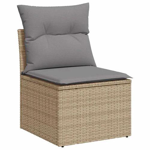 vidaXL 9 Piece Garden Sofa Set with Cushions Beige Poly Rattan Acacia by vidaXL