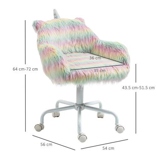 Vinsetto Vinsetto Faux Fur Unicorn Desk Chair Fluffy Home Office Chair with Armrests - Office Chair