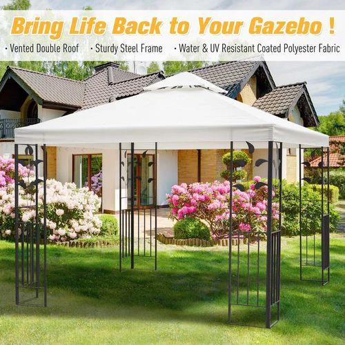 3m x 3m Vented Roof Metal Frame Garden Gazebo Cream by Outsunny