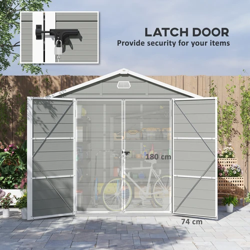 Outsunny Garden Shed 8 x 6ft with Lockable Door and Ventilation for Outdoor Tool Storage by Outsunny