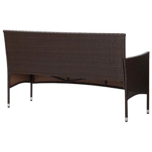 3-Seater Garden Sofa with Cushions Brown Poly Rattan by vidaXL