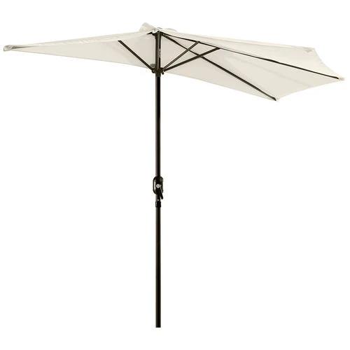 Outsunny Outsunny 3 m Half Round Umbrella Parasol-White - Parasol