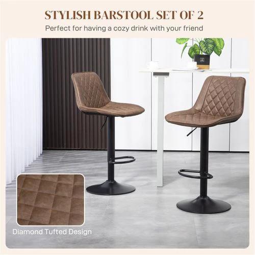 Adjustable Faux Leather Bar Stools with 360 Degree Swivel and Footrest for Stylish Home Dining by N/A