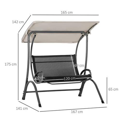 Outsunny 2 Seater Garden Swing Seat Double Bed Adjustable Tilting Canopy, Beige - Hammocks