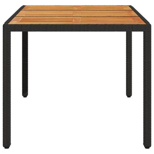 vidaXL vidaXL Garden Table with Acacia Wood Top Black 150x90x75 cm Poly Rattan - Garden Table
