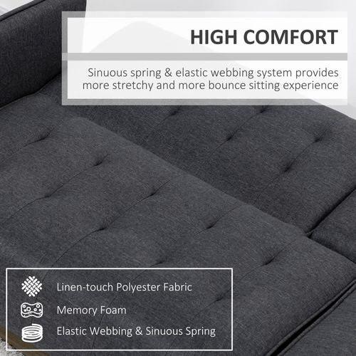 HOMCOM Upholstered Sofa bed 3 Seater Home Theater Futon Recliner with Cupholders Grey - Sofa Bed
