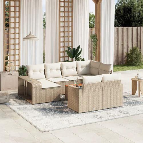 vidaXL 11 Piece Garden Sofa Set with Cushions Beige Poly Rattan by vidaXL