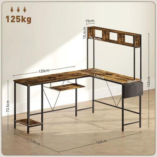 HOMCOM Reversible Corner Desk w/ USB Port, Long Computer Desk for 2 Person - Desk