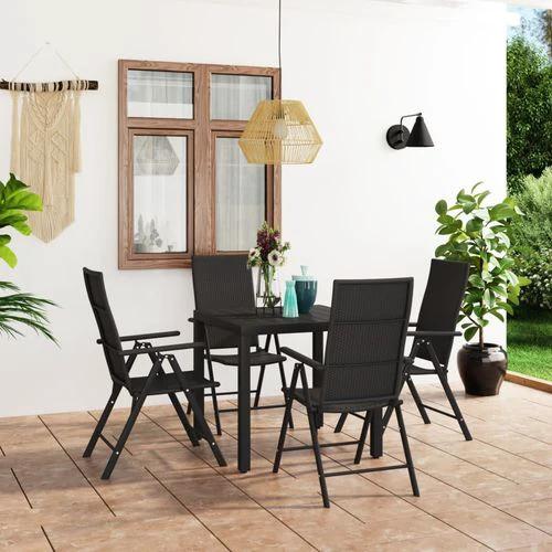 vidaXL 5 Piece Garden Dining Set with Weather-Resistant PE Rattan Chairs and Easy-Clean WPC Table for Outdoor Entertaining by vidaXL