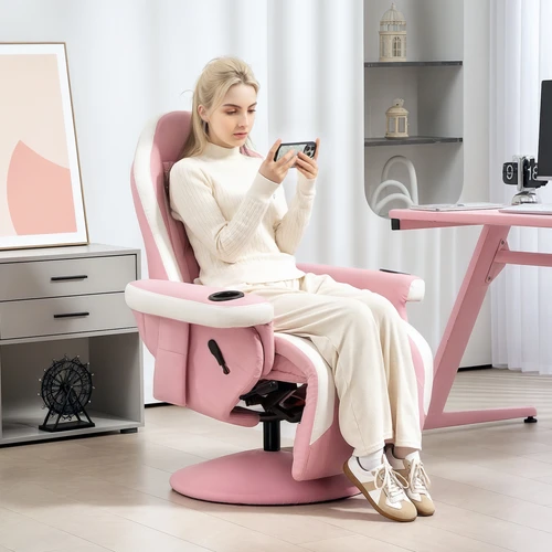 HOMCOM Manual Recliner Armchair with 360° Swivel Base and Footrest for Stylish Home Relaxation by HOMCOM