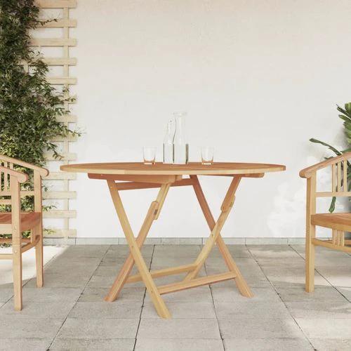 vidaXL vidaXL Folding Garden Table Ø 110x75 cm Solid Wood Teak - Garden Table