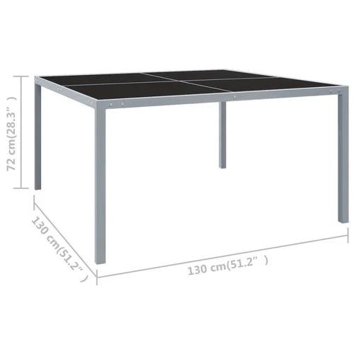vidaXL Garden Table 130x130x72 cm Grey Steel and Glass by vidaXL