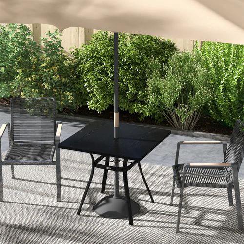 Outsunny Garden Table with Metal Tabletop, Steel Frame for Balcony, Porch, Black by Outsunny