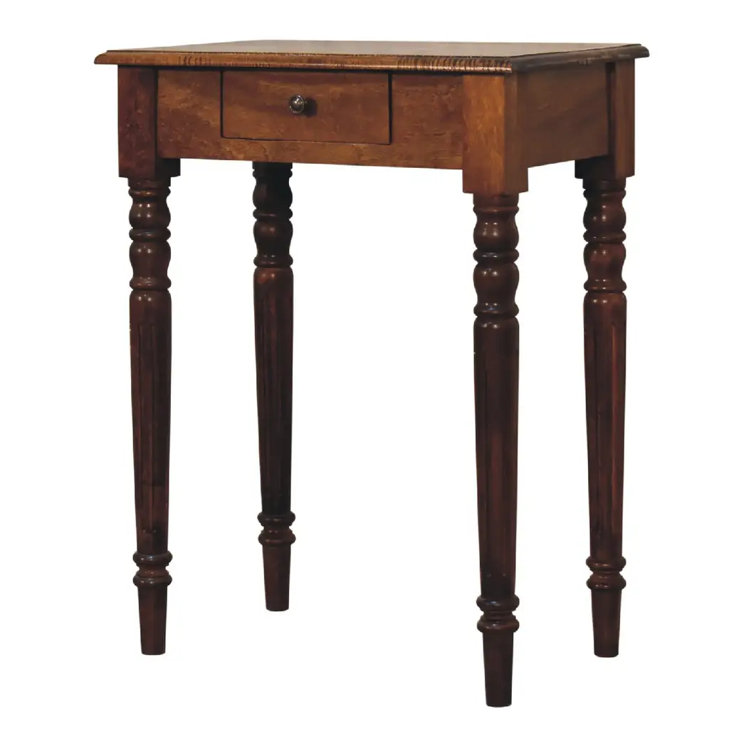 Artisan Furniture Artisan Furniture Solid Wood Chestnut Turned Leg Writing Desk, 1 Drawer, Brown - Desk