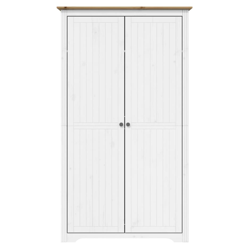 vidaXL Wardrobe BODO White and Brown 101x52x176.5 cm Solid Wood Pine by vidaXL