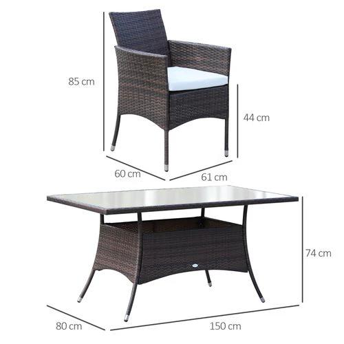 Outsunny 7Pc Rattan Garden Furniture Dining Set: 1 x Rectangular - Uncategorized Garden Set