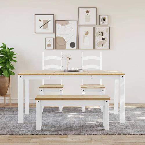 vidaXL Dining Table Panama White 160x80x75 cm Solid Wood Pine by vidaXL