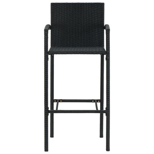 5 Piece Outdoor Bar Set with Armrest Poly Rattan Black - Garden Set