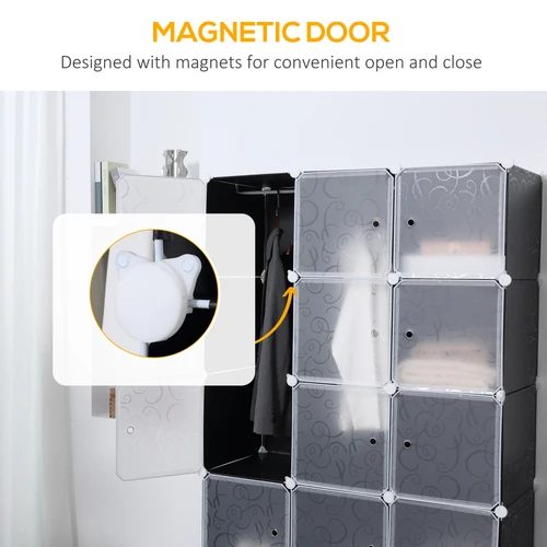 Sturdy DIY Portable Wardrobe Closet 111L x 47W x 183H cm Customizable Modular Storage for Home Organization by HOMCOM
