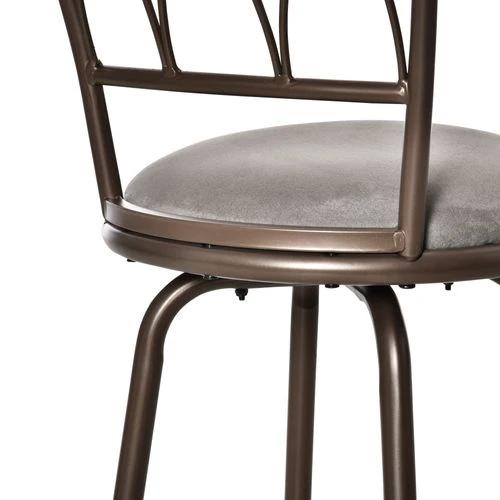 Set of 2 Bar Chairs Swivel Armless Upholstered Metal Frame Barstools - Bar Stool