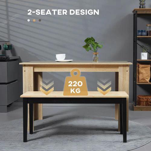 HOMCOM Wood Dining Bench Wooden Bench for 2 People, Black by HOMCOM