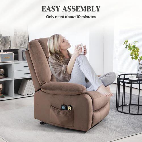 HOMCOM Riser and Recliner Chair Lift Chair with Vibration Massage, Heat, Brown by HOMCOM