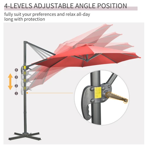 Outsunny Outsunny 3 x 3 Meter Cantilever Parasol with Adjustable Canopy and Air Vent for Outdoor Patio Enjoyment - Parasol
