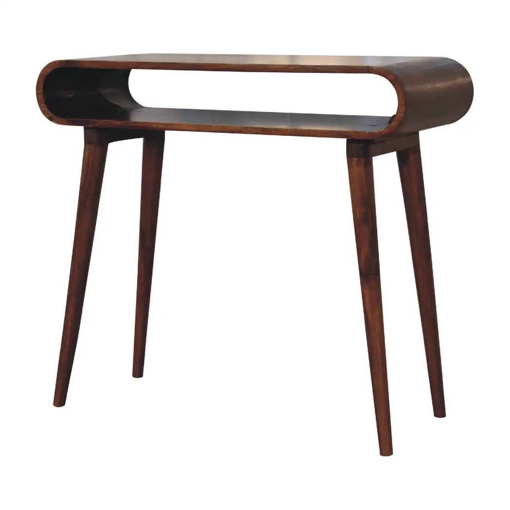 Artisan Furniture Artisan Furniture Solid Wood Amaya Nordic Style Console Table, 1 Shelf, Dark Brown - Console Table