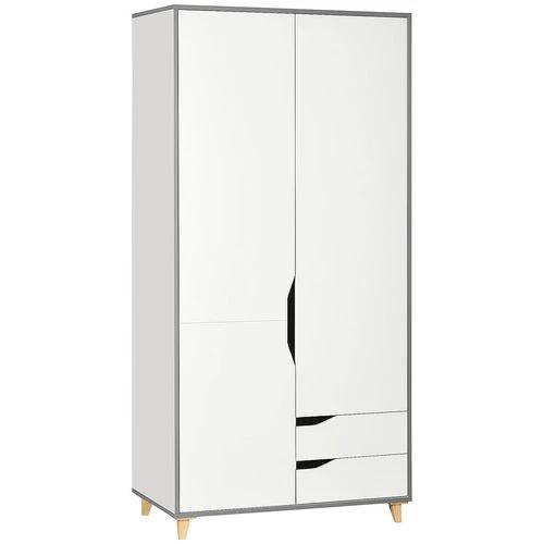 HOMCOM Wardrobe with Drawers, Shelves, Hanging Rail, Bedroom Clothes Organizer, White - Wardrobe