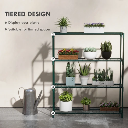 Outsunny 4-Tier Plant Stand with Grid Shelves for Indoor and Outdoor Floral Display by Outsunny