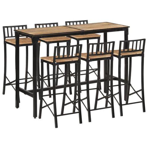 vidaXL 7 Piece Bar Set Solid Rough Wood Mango and Metal by vidaXL
