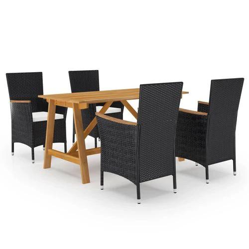 vidaXL Elegant Poly Rattan Garden Dining Set with Cushions for Outdoor Entertaining - Garden Set