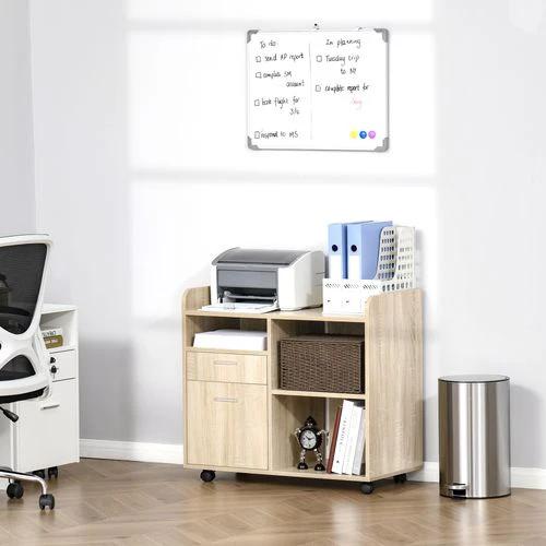 Unbranded Filing Cabinet Mobile Printer Stand w/ Adjustable Storage Shelf, Oak Vinsetto - Filing Cabinet