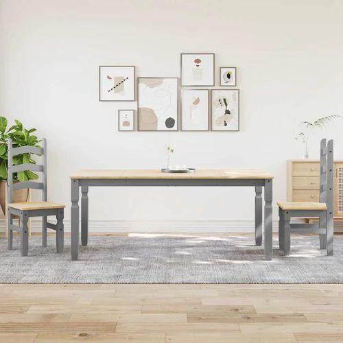 vidaXL vidaXL 3 Piece Dining Set Panama Grey Solid Wood Pine - Dining Set