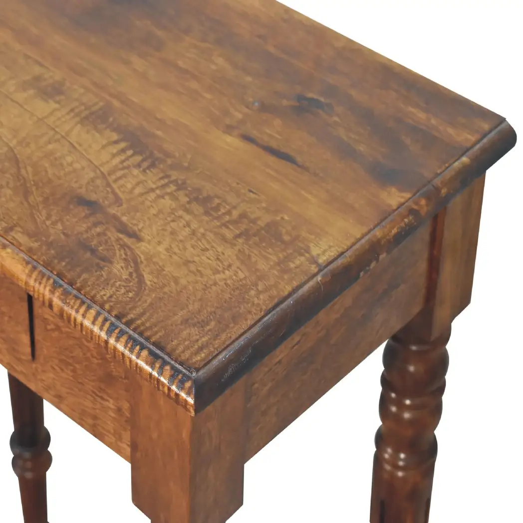 Artisan Furniture Artisan Furniture Solid Wood Chestnut Turned Leg Writing Desk, 1 Drawer, Brown - Desk