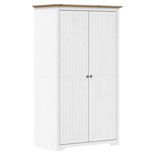 vidaXL Wardrobe BODO White and Brown 101x52x176.5 cm Solid Wood Pine by vidaXL