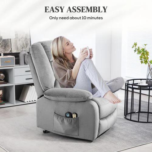 HOMCOM Riser and Recliner Chair Lift Chair with Vibration Massage, Heat, Grey by HOMCOM