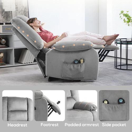 HOMCOM Riser and Recliner Chair Lift Chair with Vibration Massage, Heat, Grey by HOMCOM