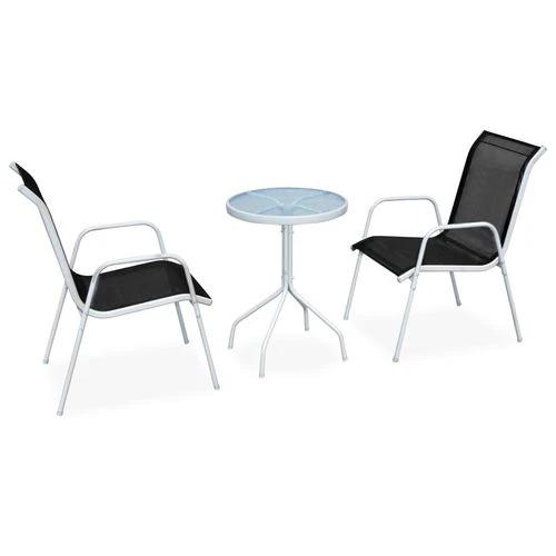 vidaXL 3 Piece Bistro Set Steel Black by vidaXL