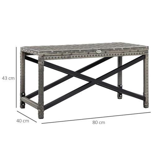 Outsunny PE Wicker Outdoor Coffee Table w/ Plastic Board Under the Full Woven Table Top - Garden Table