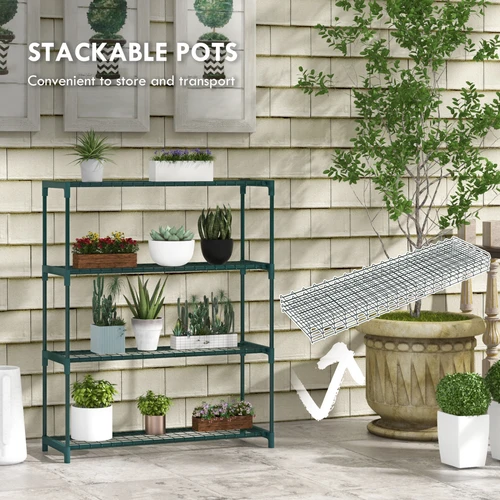 Outsunny 4-Tier Plant Stand with Grid Shelves for Indoor and Outdoor Floral Display by Outsunny