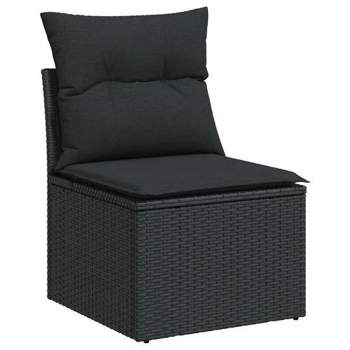 vidaXL 6 Piece Garden Sofa Set with Cushions Black Poly Rattan Acacia by vidaXL